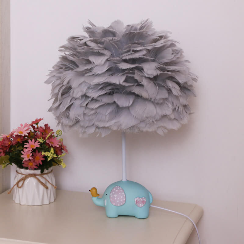 Modern Creative Unicorn Feather Children 1-Light Table Lamp, Cute Kids Room Lighting, Fantasy Decor for Girls Bedroom, Colorful Adjustable Soft Glow Night Light, Whimsical Nightstand Lamp for Nursery, Magical Unicorn Gift for Kids