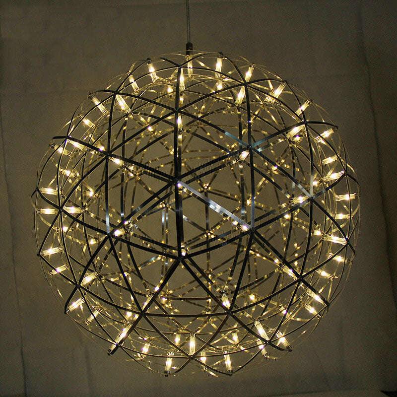 Contemporary Iron 12-Light LED Firework Pendant for Living Room