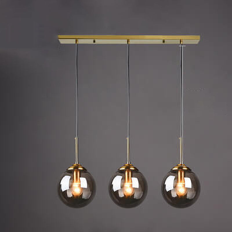 Contemporary Nordic Copper Glass Shade Island Light Chandelier - 1/3/5-Light for Dining Room
