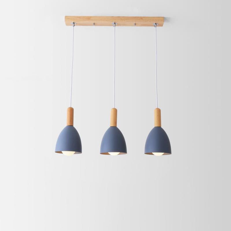 Nordic Minimalist Macaron Chandelier - 1/3-Light Solid Color Design, Modern Hanging Light Fixture for Dining Room or Living Space