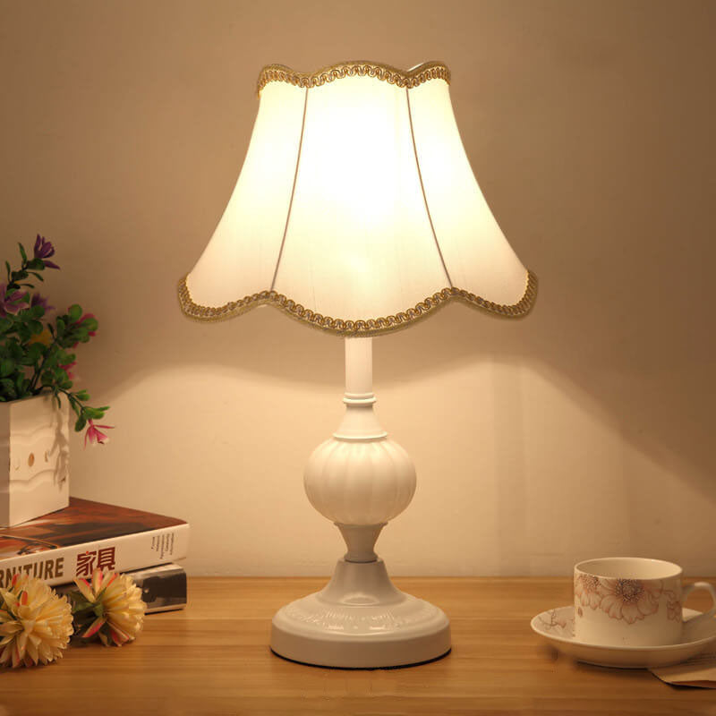 Nordic Vintage Floral Glass Fabric 1-Light Table Lamp, Retro Home Decor, Bohemian Lighting Fixture, Elegant Nightstand Lamp, Unique Bedroom Decor, Scandinavian Style Illumination, Antique Inspired Accent Light, Decorative Glass Shade Lamp, Soft Ambient Li