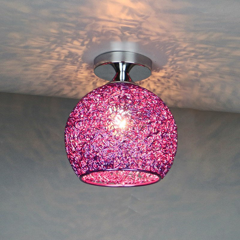 Contemporary Scandinavian Iron Aluminum Weaving Ball Semi-Flush Ceiling Light for Hallway