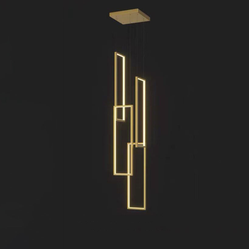Modern Minimalist LED Chandelier - Iron, Aluminum & Silica Ceiling Plate for Stairway