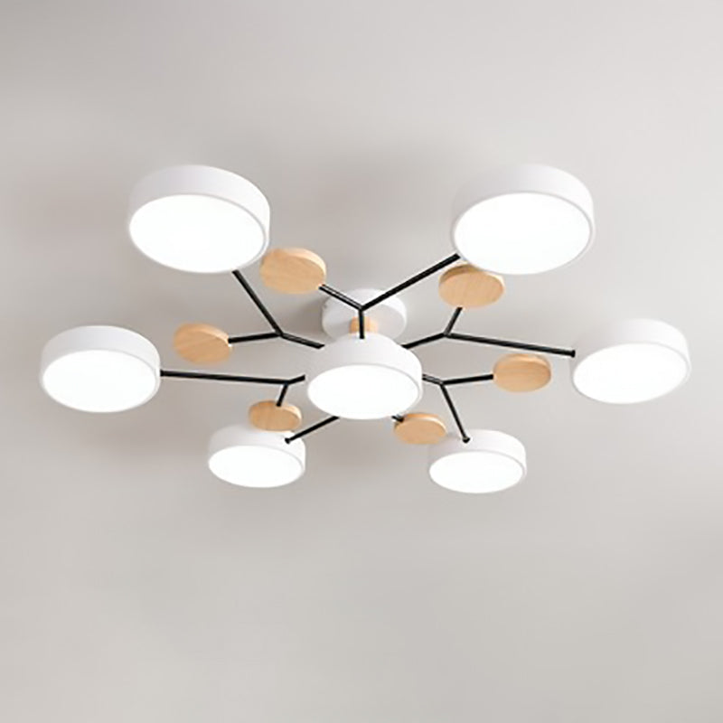 Contemporary Scandinavian Round Molecule Branch LED Ceiling Light for Living Room