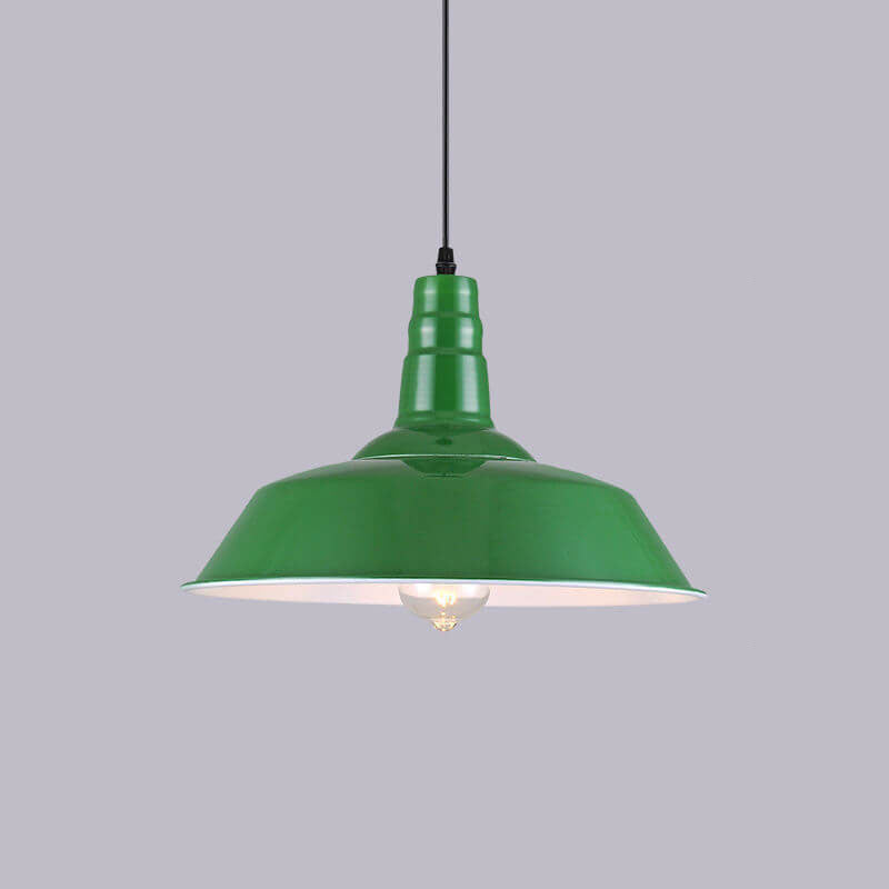 Industrial Vintage Green Iron Dome Cone Pendant Light 1-Light Fixture, Retro Hanging Light for Kitchen and Dining Room, Rustic Home Decor