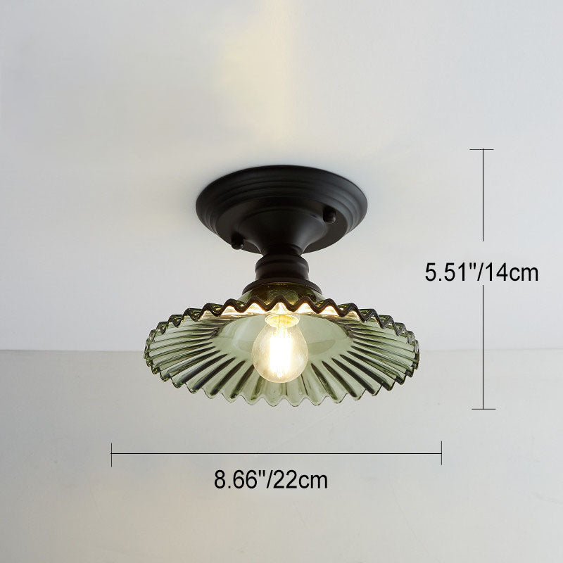Contemporary Nordic Iron Glass Floral Round Geometry Semi-Flush Mount Light for Living Room & Bedroom