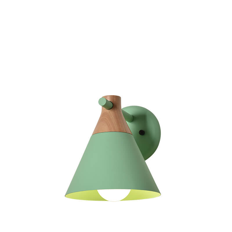 Nordic Solid Wood Macaron Cone 1-Light Wall Sconce Lamp