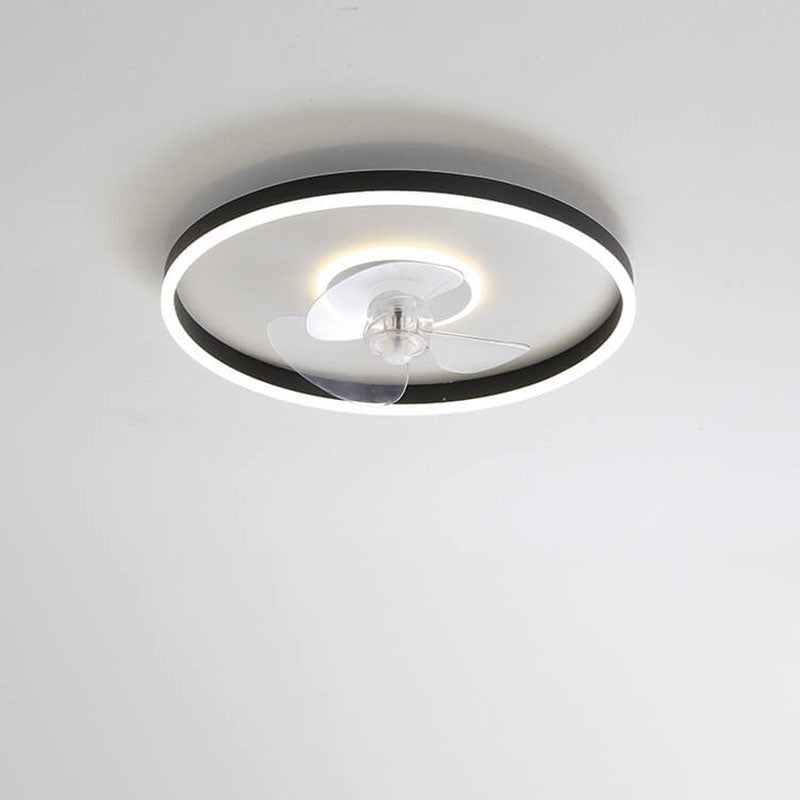 Contemporary Nordic Round LED Flush Mount Ceiling Fan Light for Living Room & Bedroom