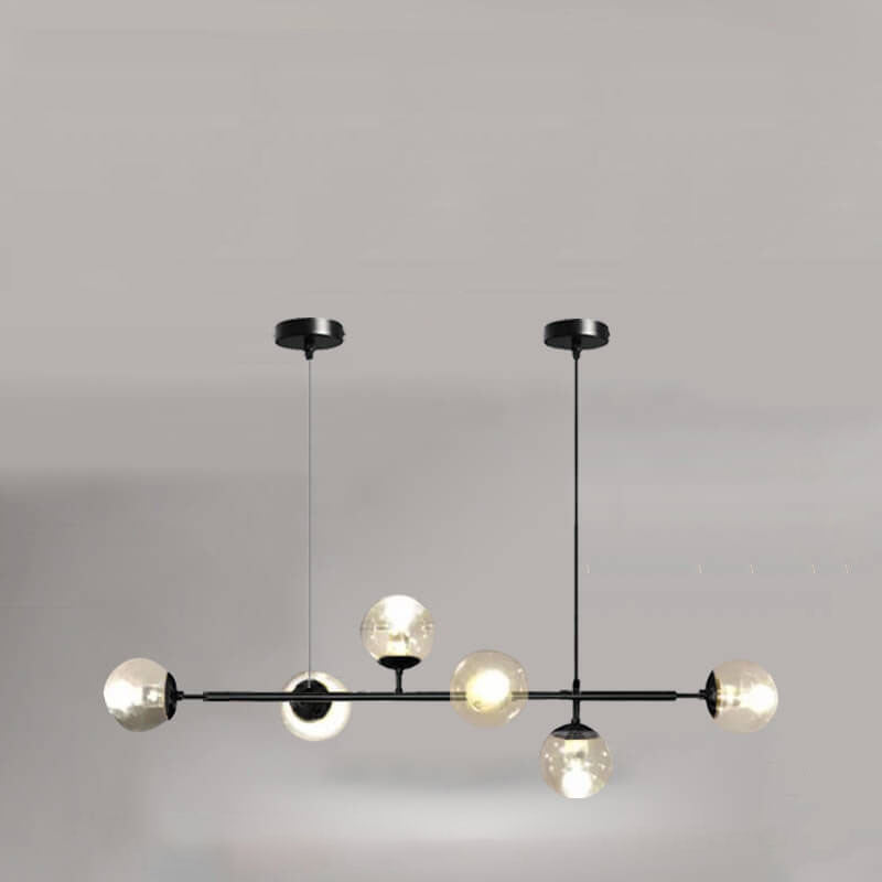 Nordic Minimalist Colorful Glass Orb 6-Light Island Chandelier