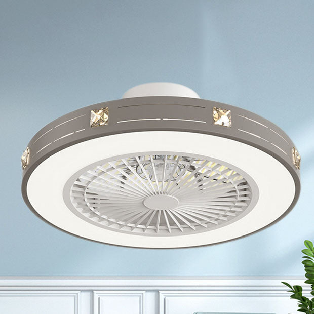 Modern Minimalist Copper LED Flush Mount Ceiling Fan Light