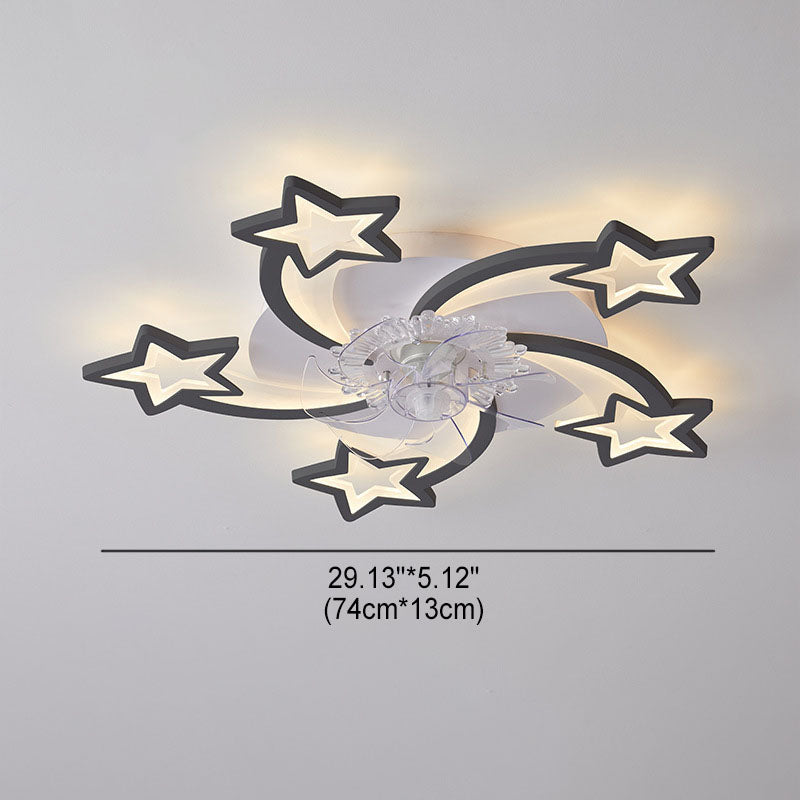 Scandinavian Modern LED Flush Mount Ceiling Fan Light - Star Line Design, Acrylic & Plastic, Stylish Home Lighting