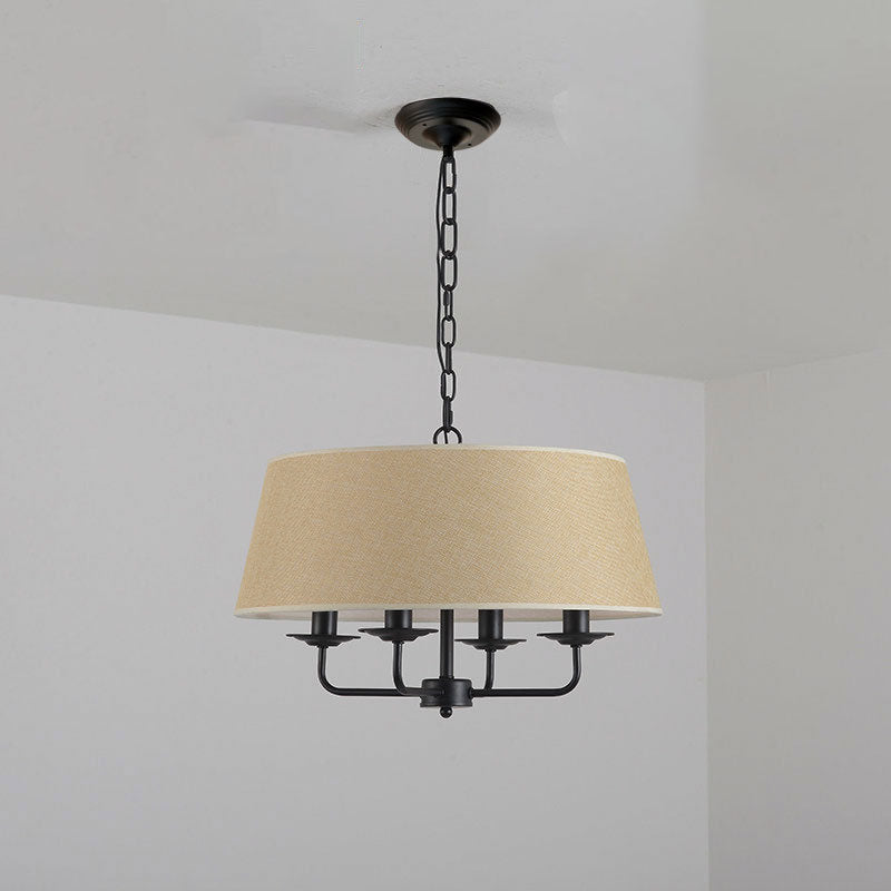 European Vintage Classic Iron Cloth 4-Light Pendant Lamp