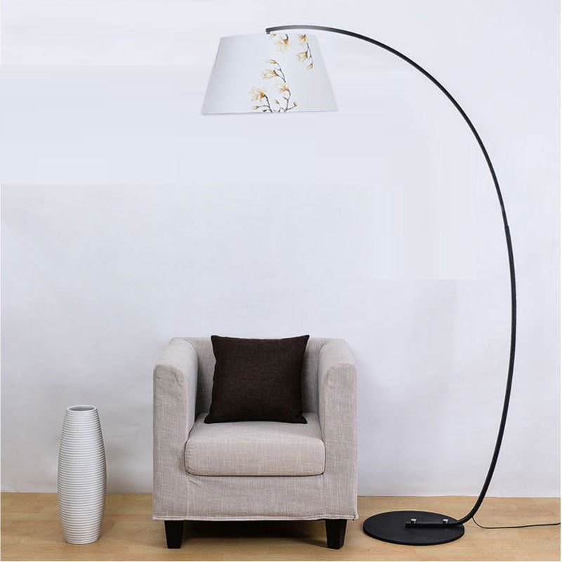 Modern Light Luxury Wrought Iron Curved Cylinder Floor Lamp - 1-Light Stand