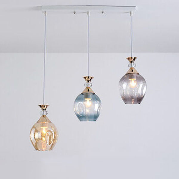 Contemporary Nordic Gradient Glass Orb 1/3 Light Island Chandelier for Living Room