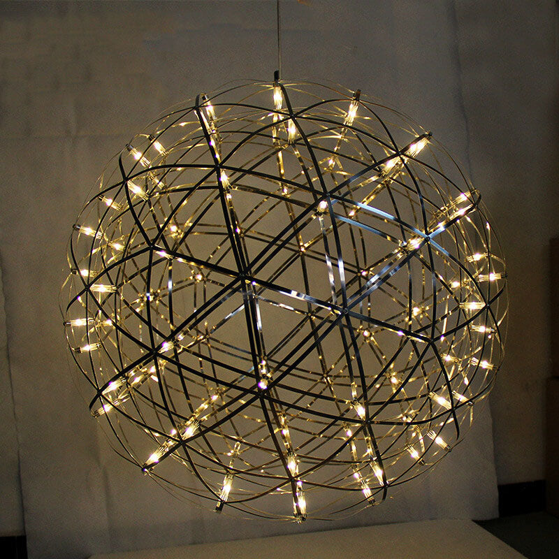 Contemporary Iron 12-Light LED Firework Pendant for Living Room