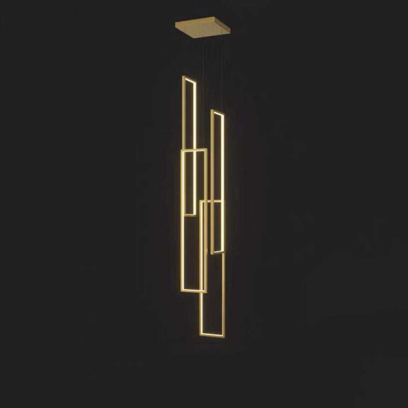 Modern Minimalist LED Chandelier - Iron, Aluminum & Silica Ceiling Plate for Stairway