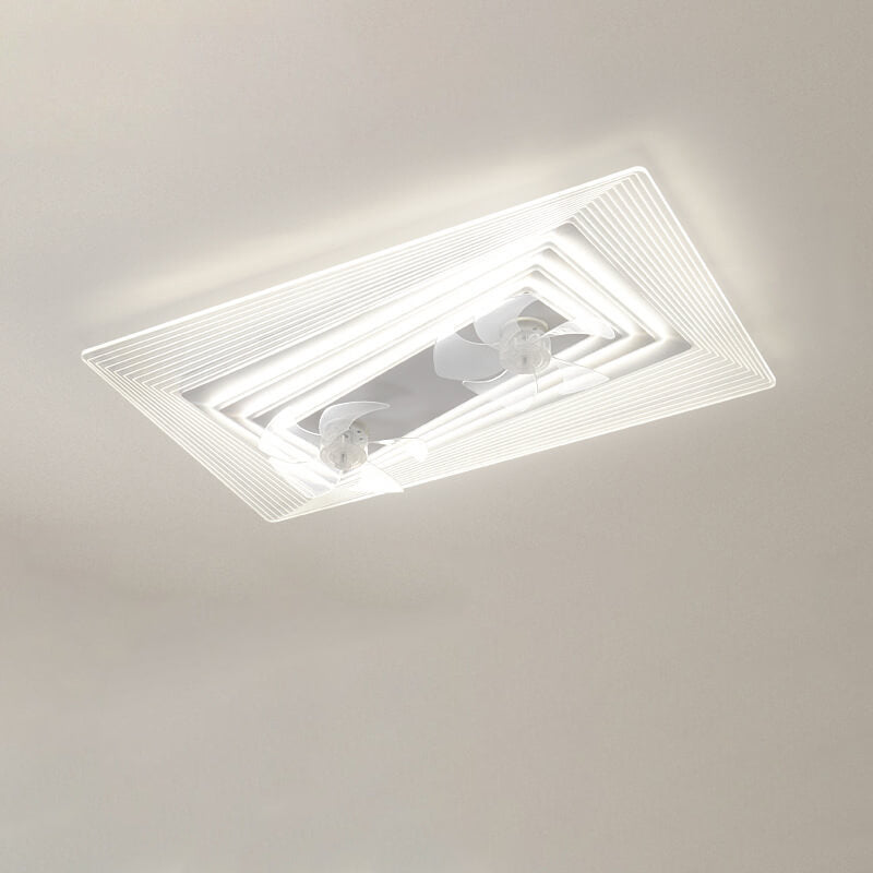Modern Light Luxury Geometric LED Flush Mount Ceiling Fan Light