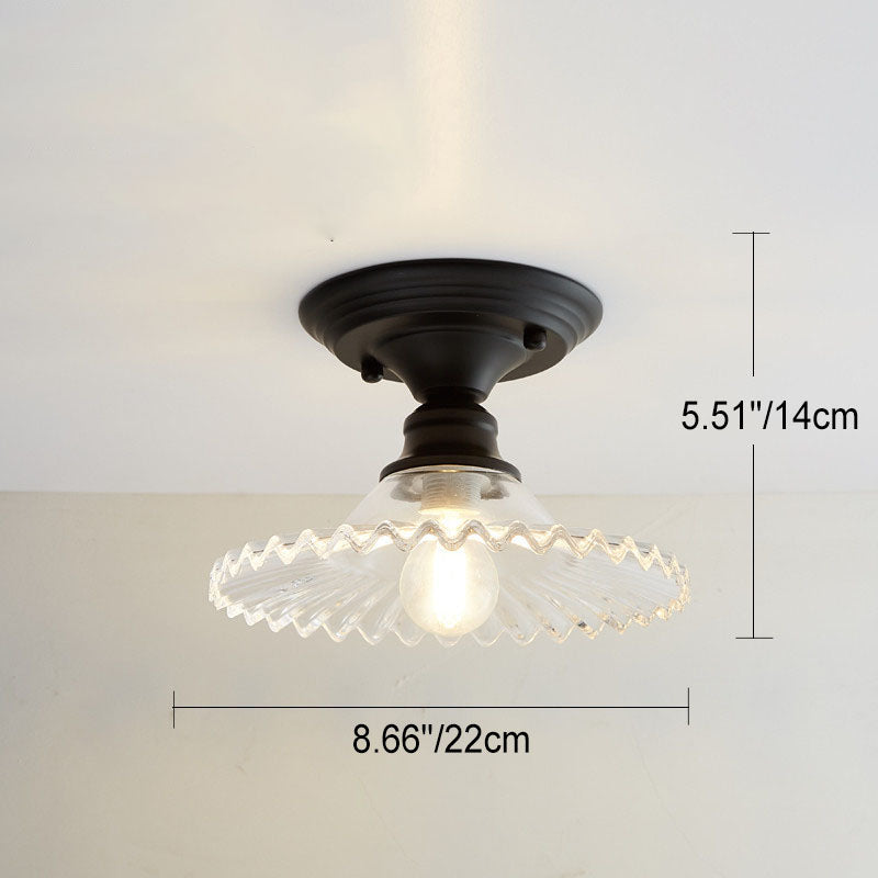 Contemporary Nordic Iron Glass Floral Round Geometry Semi-Flush Mount Light for Living Room & Bedroom