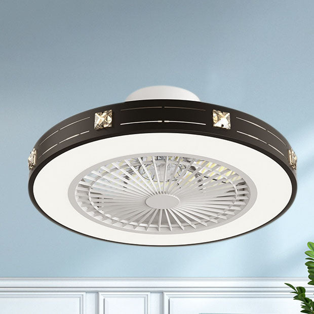 Modern Minimalist Copper LED Flush Mount Ceiling Fan Light