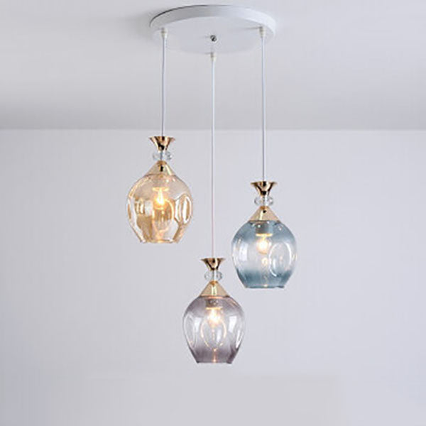 Contemporary Nordic Gradient Glass Orb 1/3 Light Island Chandelier for Living Room