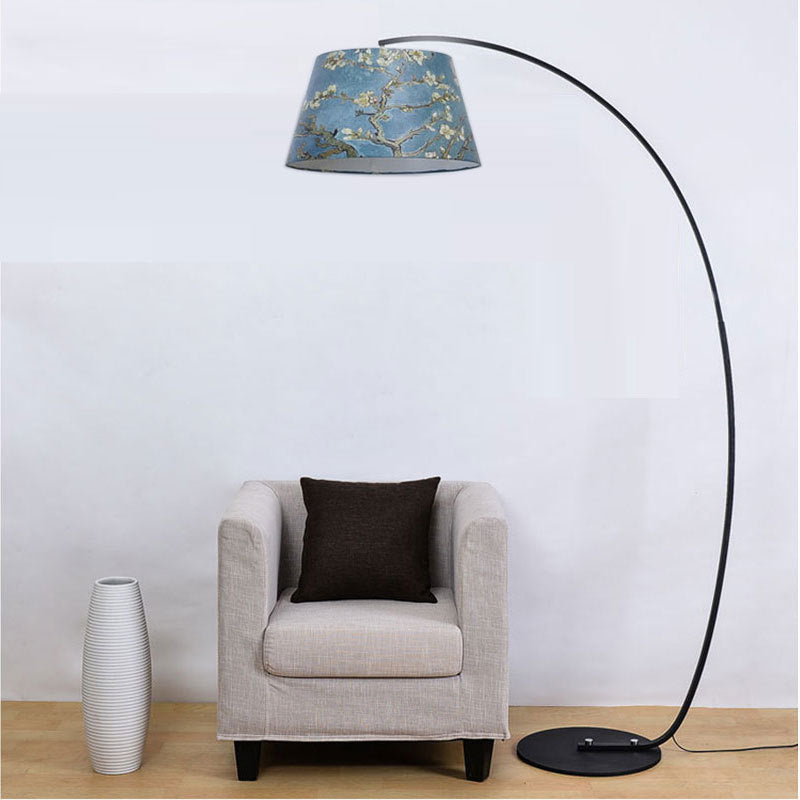 Modern Light Luxury Wrought Iron Curved Cylinder Floor Lamp - 1-Light Stand