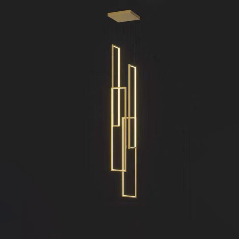 Modern Minimalist LED Chandelier - Iron, Aluminum & Silica Ceiling Plate for Stairway
