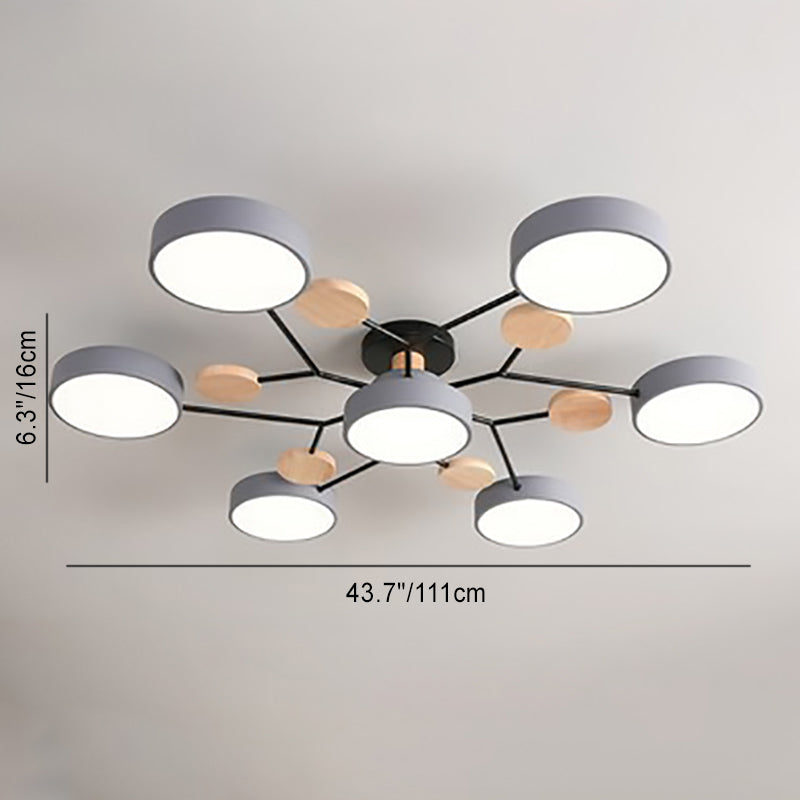 Contemporary Scandinavian Round Molecule Branch LED Ceiling Light for Living Room