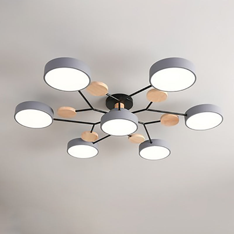 Contemporary Scandinavian Round Molecule Branch LED Ceiling Light for Living Room