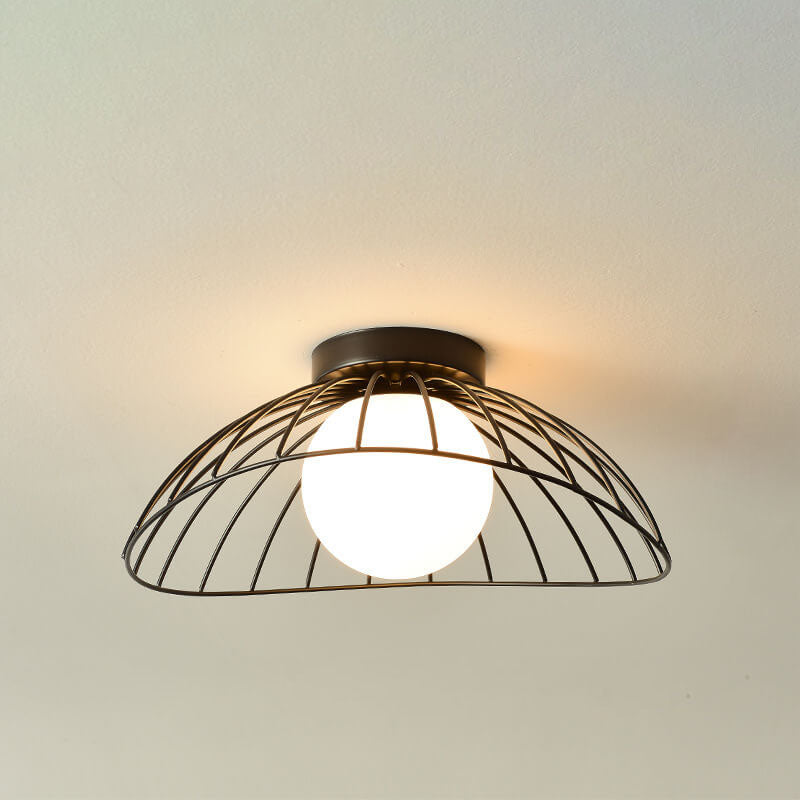 Scandinavian Modern Iron Glass Ceramic Flower Diamond Semi-Flush Mount Light