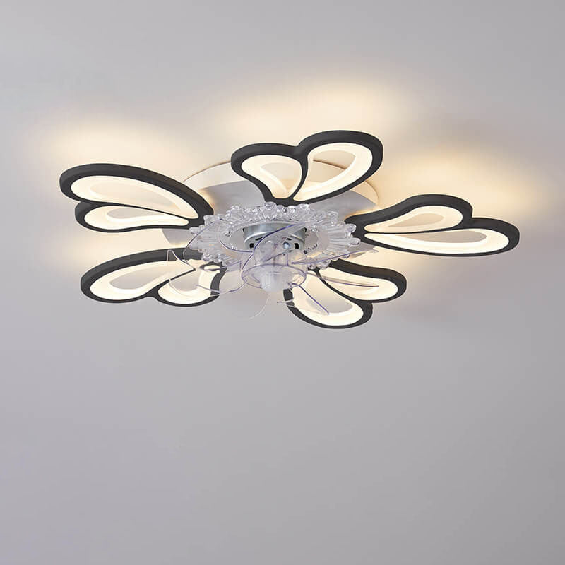 Scandinavian Minimalist Heart LED Flush Mount Ceiling Fan Light