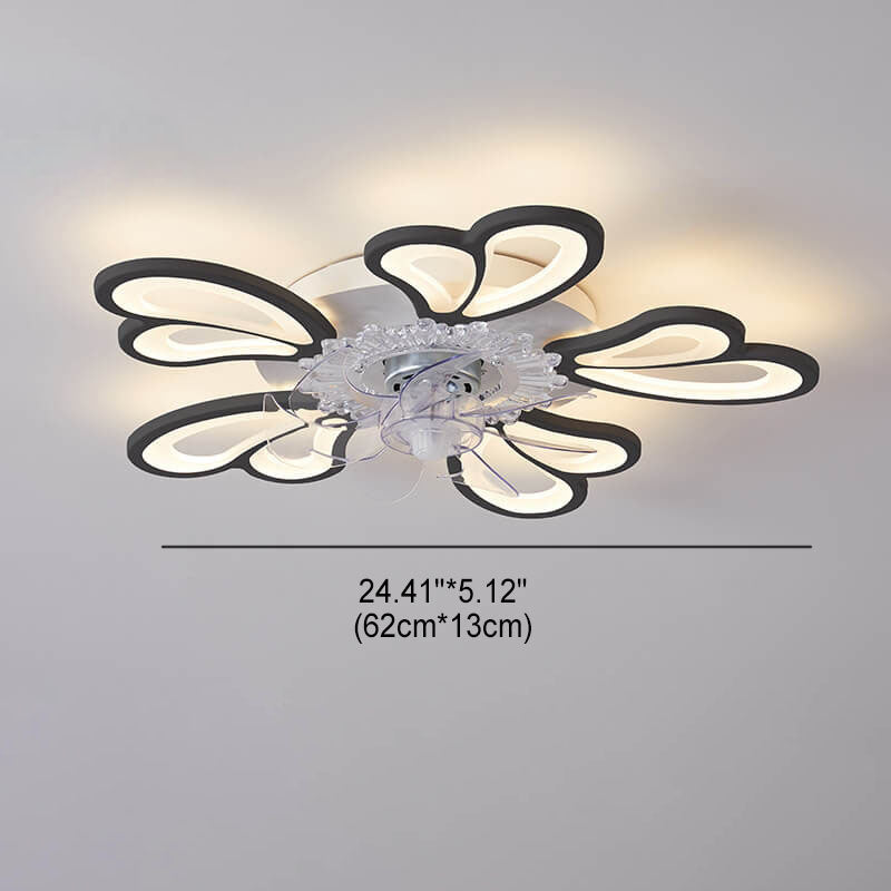 Scandinavian Minimalist Heart LED Flush Mount Ceiling Fan Light