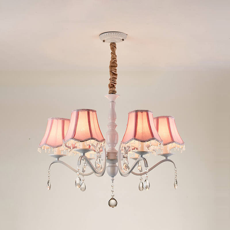 Modern Crystal Cone Iron Chandelier - 5/6/8 Light Fixture for Stylish Home Decor