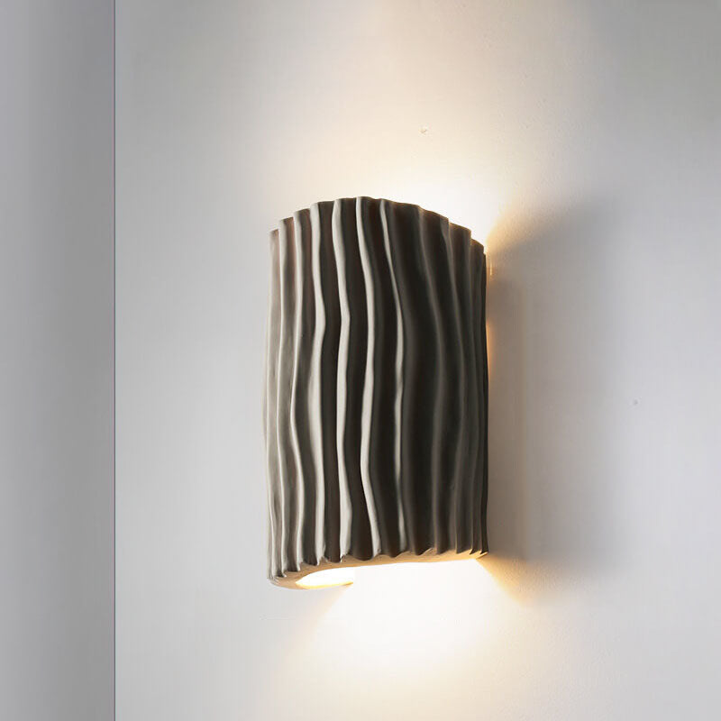 Contemporary Nordic Resin Striped Half Cylinder 2-Light Wall Sconce for Living Room