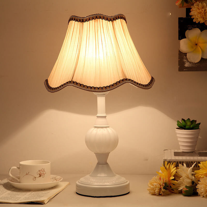 Nordic Vintage Floral Glass Fabric 1-Light Table Lamp, Retro Home Decor, Bohemian Lighting Fixture, Elegant Nightstand Lamp, Unique Bedroom Decor, Scandinavian Style Illumination, Antique Inspired Accent Light, Decorative Glass Shade Lamp, Soft Ambient Li