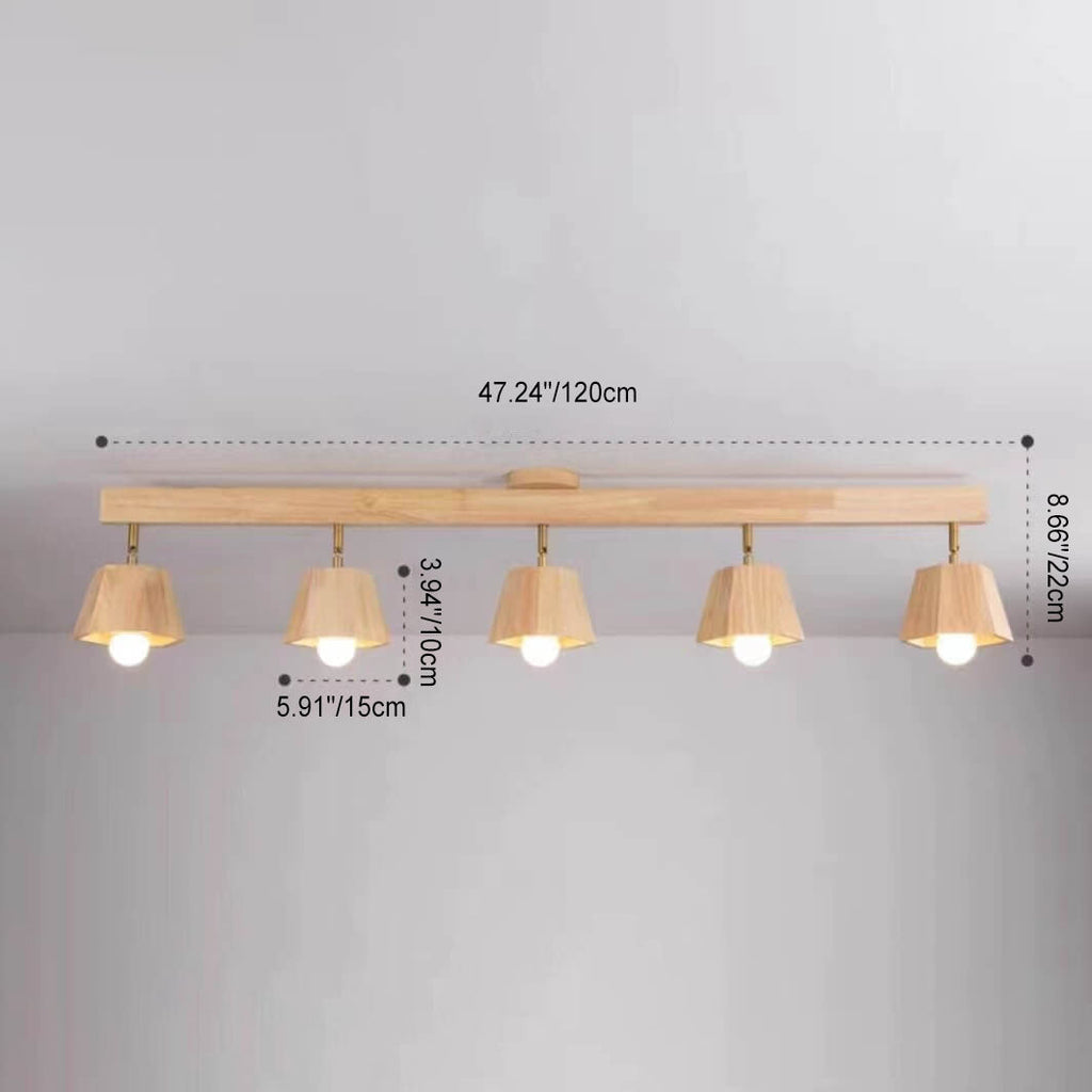 Traditional Japanese Wood Polygon Semi-Flush Mount Ceiling Light for Bedroom
