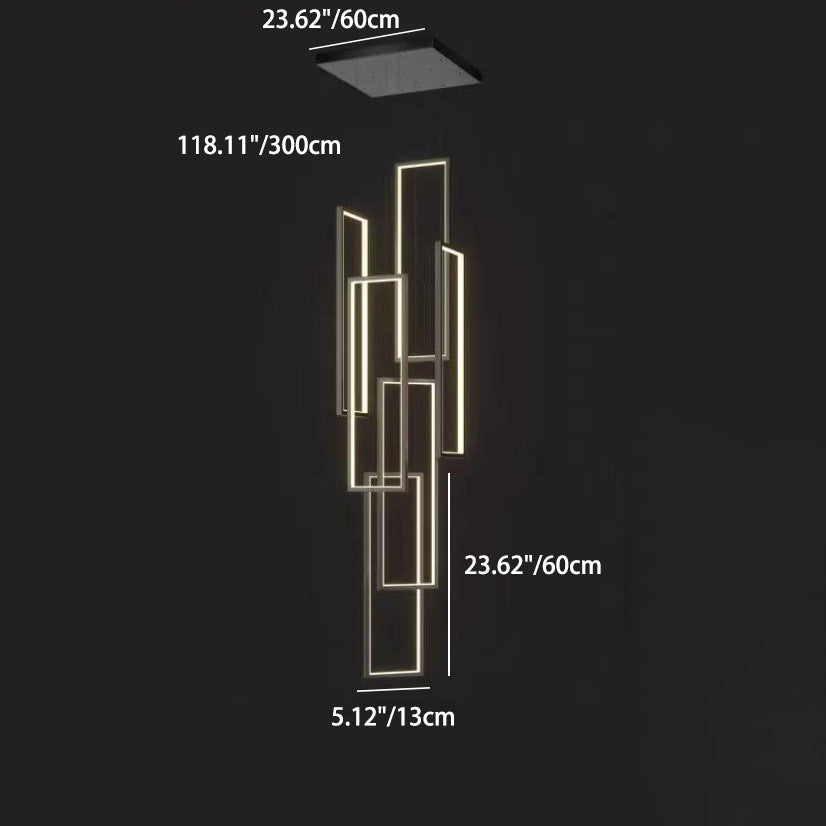 Modern Minimalist LED Chandelier - Iron, Aluminum & Silica Ceiling Plate for Stairway