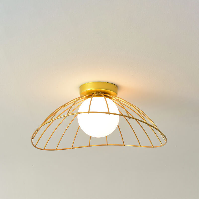 Scandinavian Modern Iron Glass Ceramic Flower Diamond Semi-Flush Mount Light