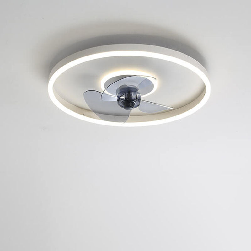 Contemporary Nordic Round LED Flush Mount Ceiling Fan Light for Living Room & Bedroom