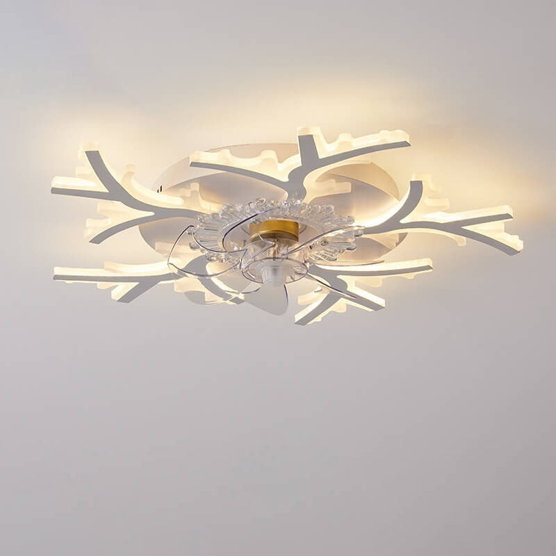 Scandinavian Modern LED Flush Mount Ceiling Fan Light - Star Line Design, Acrylic & Plastic, Stylish Home Lighting