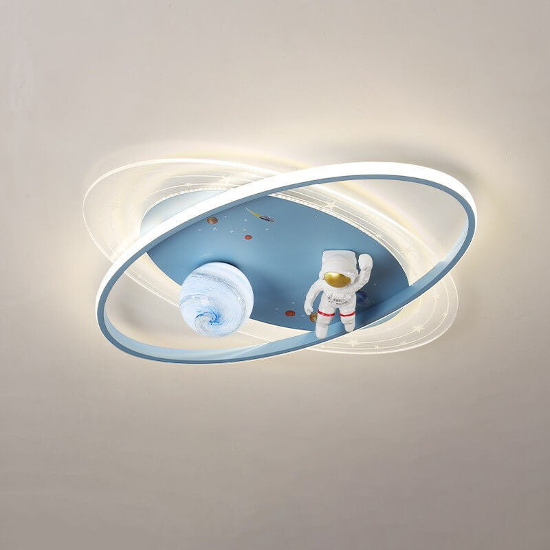 Children's Cartoon Astronaut Moon Acrylic LED Flush Mount Ceiling Light for Kids Room, Space Theme Bedroom Lighting, Cute Astronaut Design, Kids Night Light, Durable & Energy Efficient Ceiling Fixture, Ideal for Nursery & Playroom Decor
