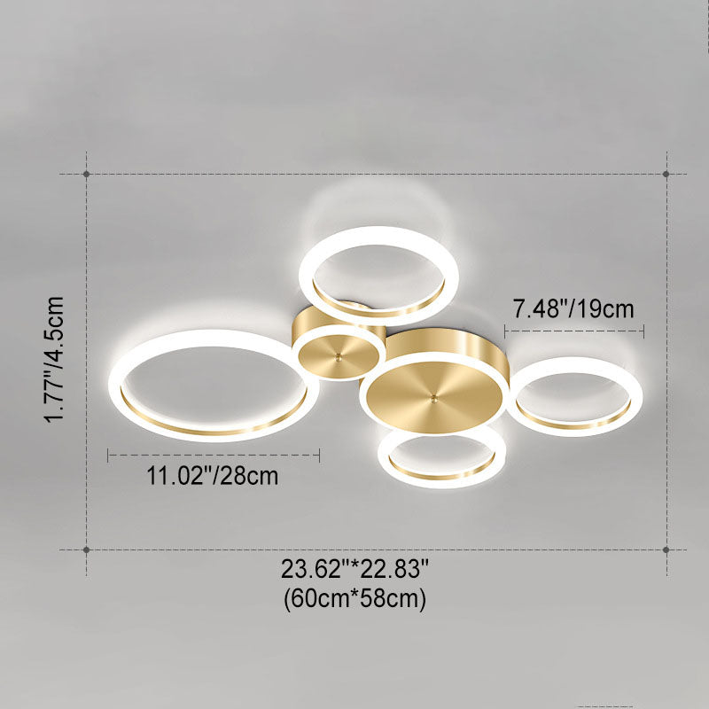 Modern Luxury Golden Circle Acrylic LED Flush Mount Ceiling Light for Living Room