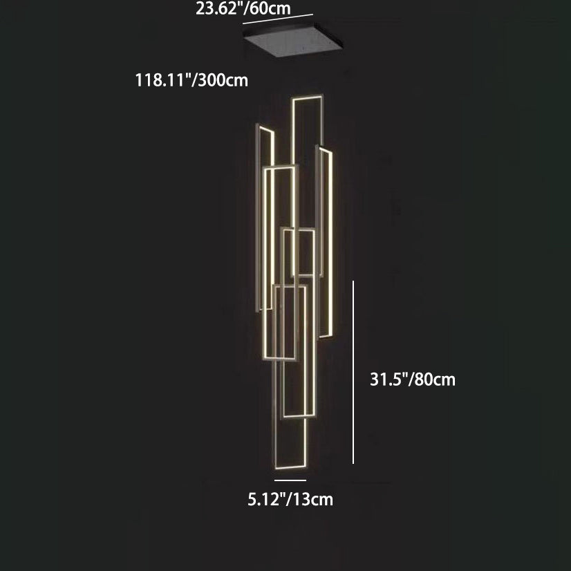 Modern Minimalist LED Chandelier - Iron, Aluminum & Silica Ceiling Plate for Stairway