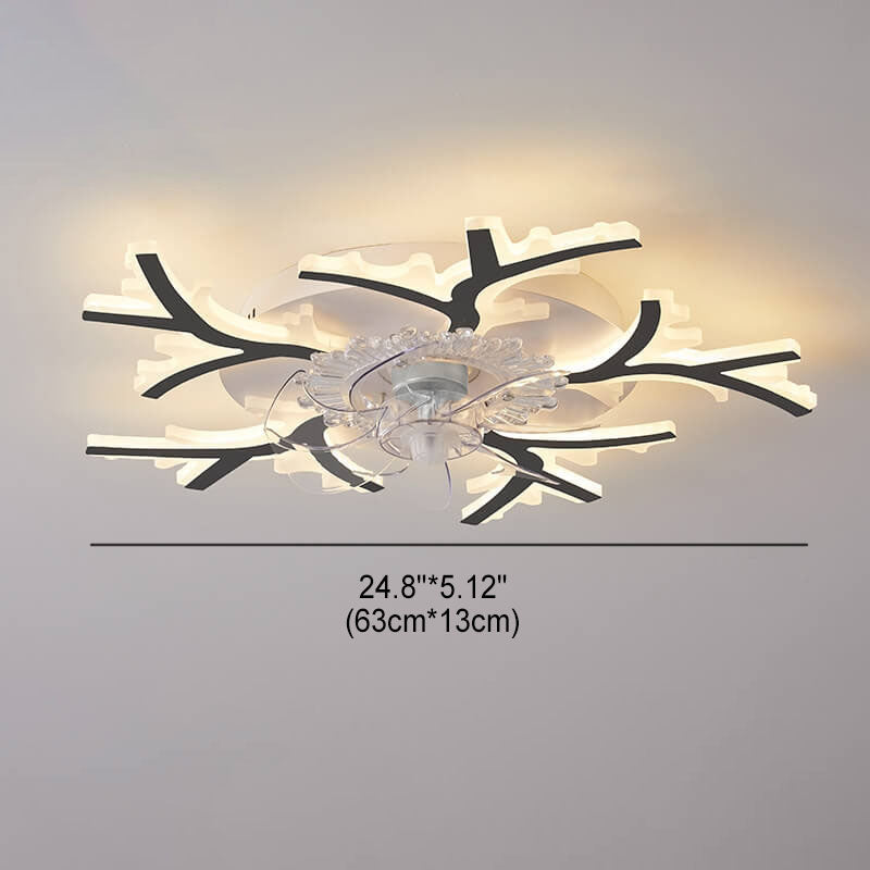 Scandinavian Modern LED Flush Mount Ceiling Fan Light - Star Line Design, Acrylic & Plastic, Stylish Home Lighting