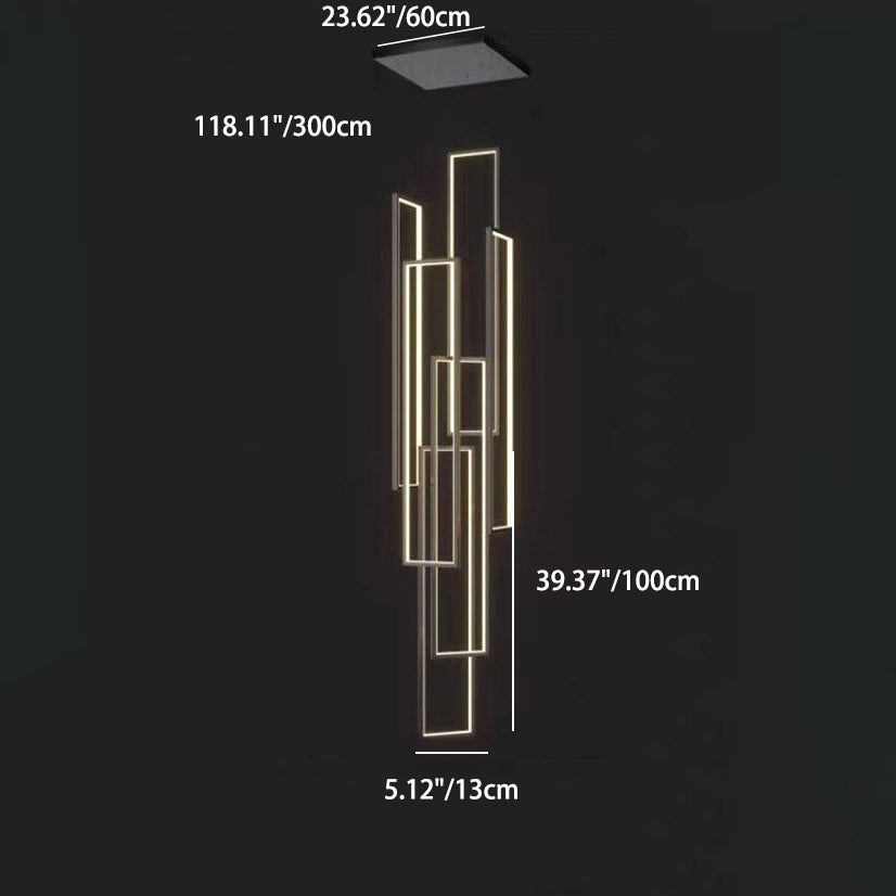 Modern Minimalist LED Chandelier - Iron, Aluminum & Silica Ceiling Plate for Stairway