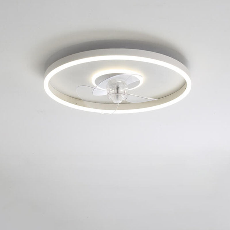 Contemporary Nordic Round LED Flush Mount Ceiling Fan Light for Living Room & Bedroom