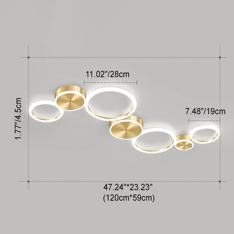 Modern Luxury Golden Circle Acrylic LED Flush Mount Ceiling Light for Living Room