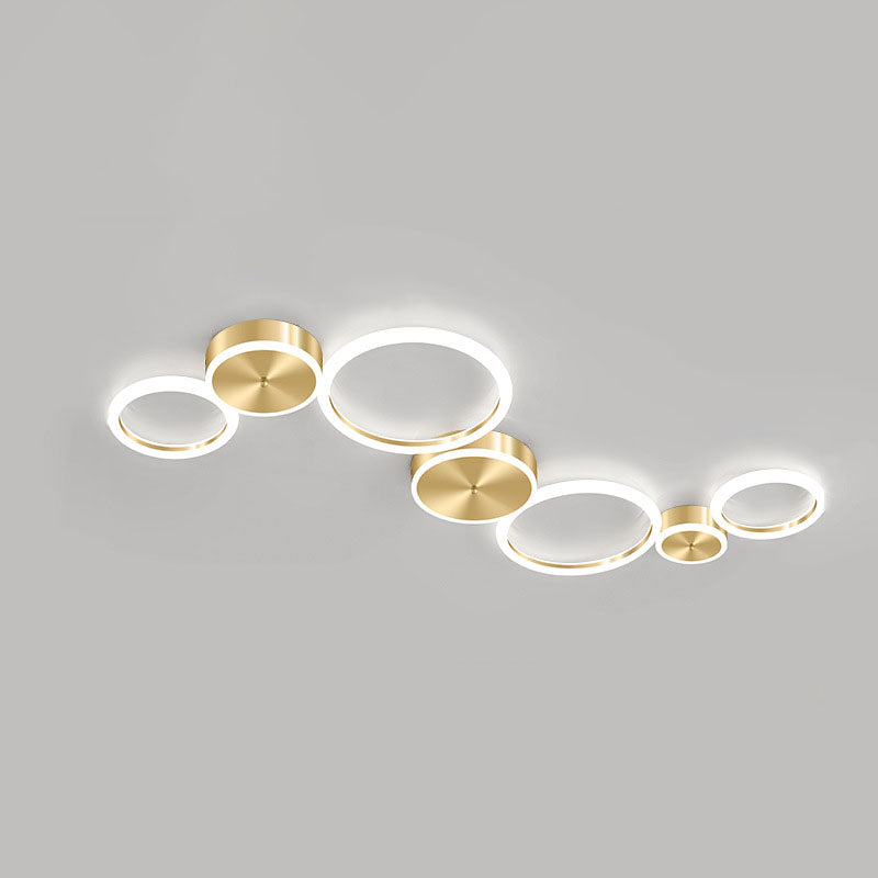 Modern Luxury Golden Circle Acrylic LED Flush Mount Ceiling Light for Living Room