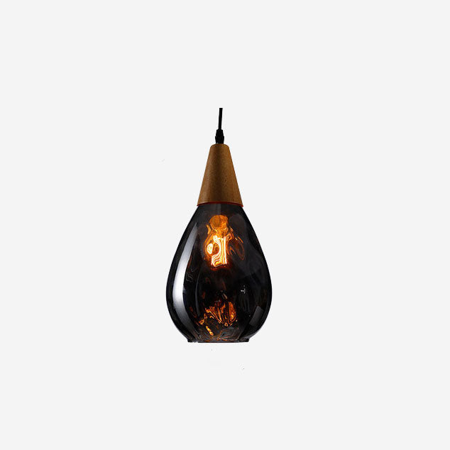 Modern Minimalist Water Ripple Wood Glass Pendant Light for Bedroom