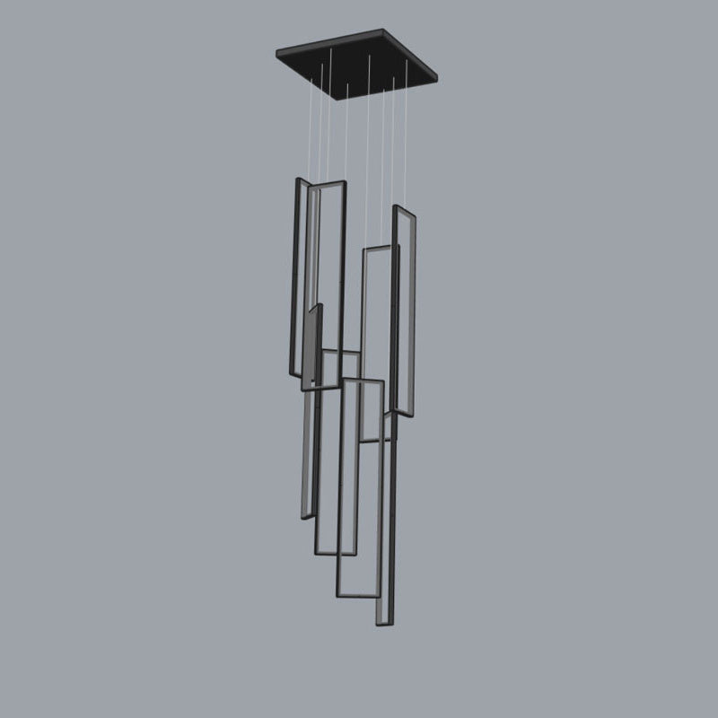 Modern Minimalist LED Chandelier - Iron, Aluminum & Silica Ceiling Plate for Stairway