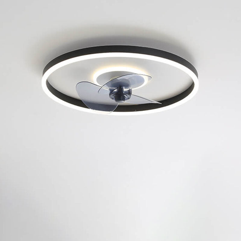 Contemporary Nordic Round LED Flush Mount Ceiling Fan Light for Living Room & Bedroom